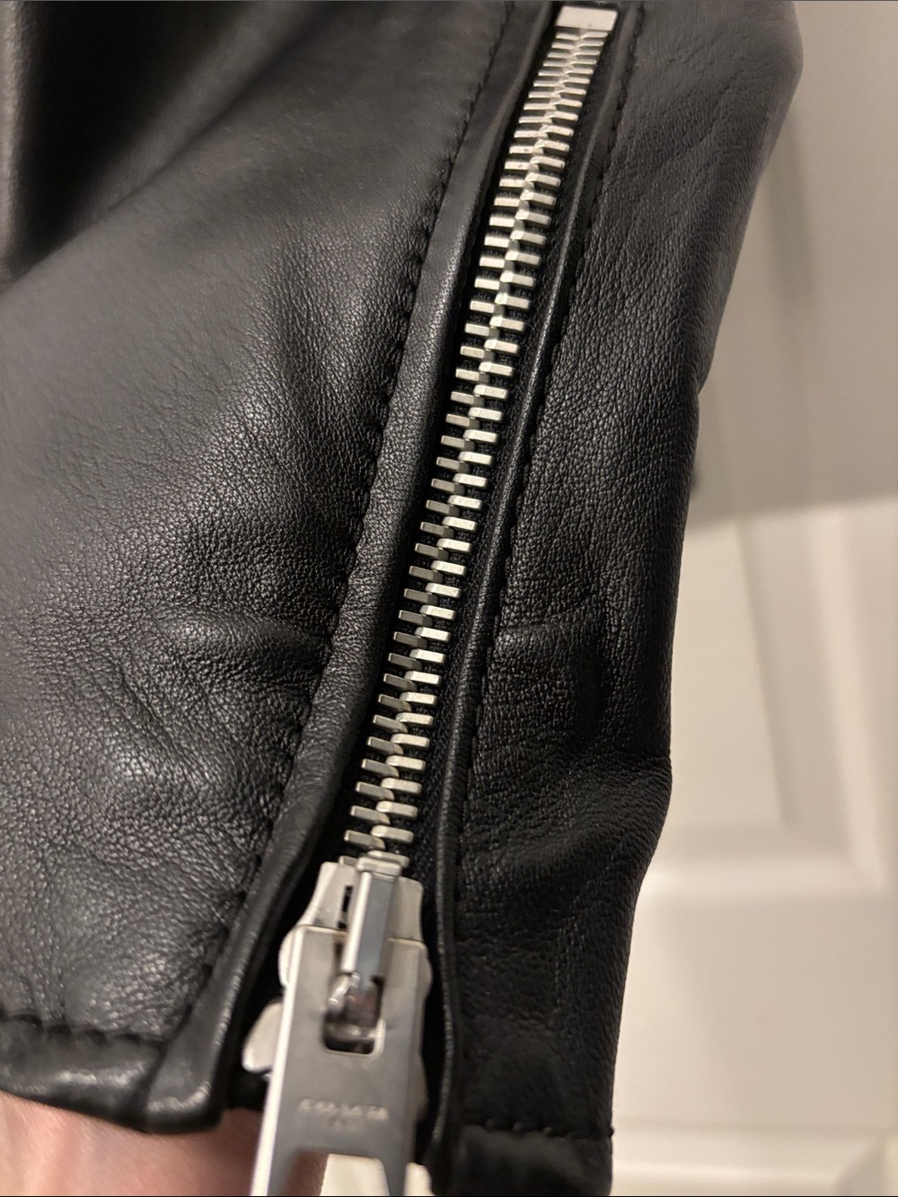 Coach Black Leather lamb skin bomber - Picture 4 of 5